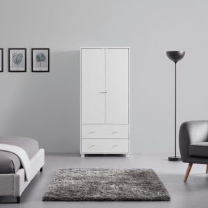 Drehtürenschrank Milo Weiß ca. 80x176x55 cm Metall Bessagi Home Möbel > Schränke > Kleiderschränke > Drehtürenschränke Weiß