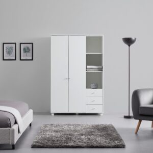 Drehtürenschrank Milo Weiß ca. 115x176x55 cm Metall Bessagi Home Möbel > Schränke > Kleiderschränke > Drehtürenschränke Weiß