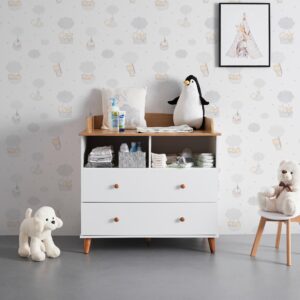 Wickelkommode Lou Weiß Echtholz/MDF Holz Bessagi Kids Möbel > Kommoden & Schubladenschränke > Wickelkommoden Weiß