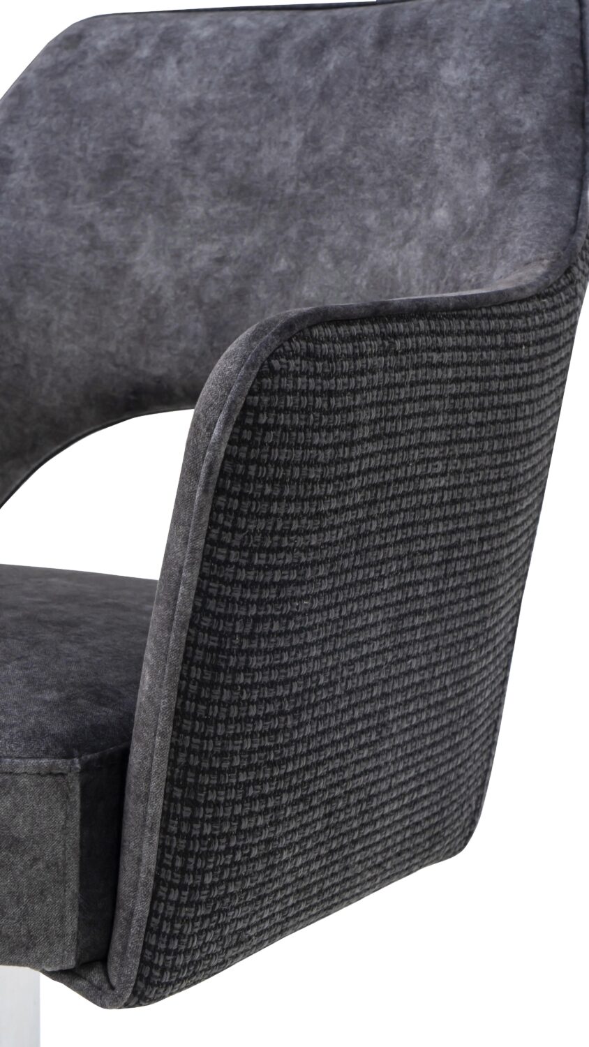 Armlehnstuhl Valletta in Anthrazit Webstoff Metall, Textil Premium Living Wohnzimmermöbel Anthrazit