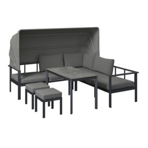 Loungegarnitur Bigi Grau/Beige Metall, Glas, Textil Mömax Garten & Outdoor > Loungemöbel > Loungegarnituren Anthrazit