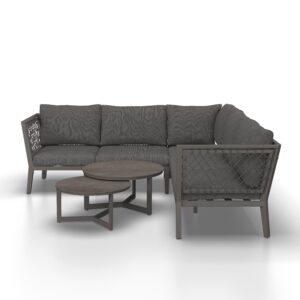 Loungegarnitur Malou Grau Outdoorstoff/Metall +Abdeckung Metall, Textil, Stein Bessagi Garden Garten & Outdoor > Loungemöbel > Loungegarnituren Grau