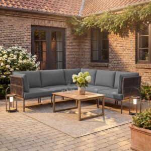 wohnli-moebel-suche-000639006901 Wohnli Möbelsuche - Loungegarnitur Elora Hellgrau Outdoorstoff/Metall +Abdeckung