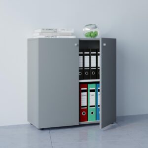 Aktenschrank Vandol Mini ca. 70x70x39 cm Grau Holzwerkstoff MID.YOU Möbel > Schränke > Büroschrank > Aktenschrank Grau