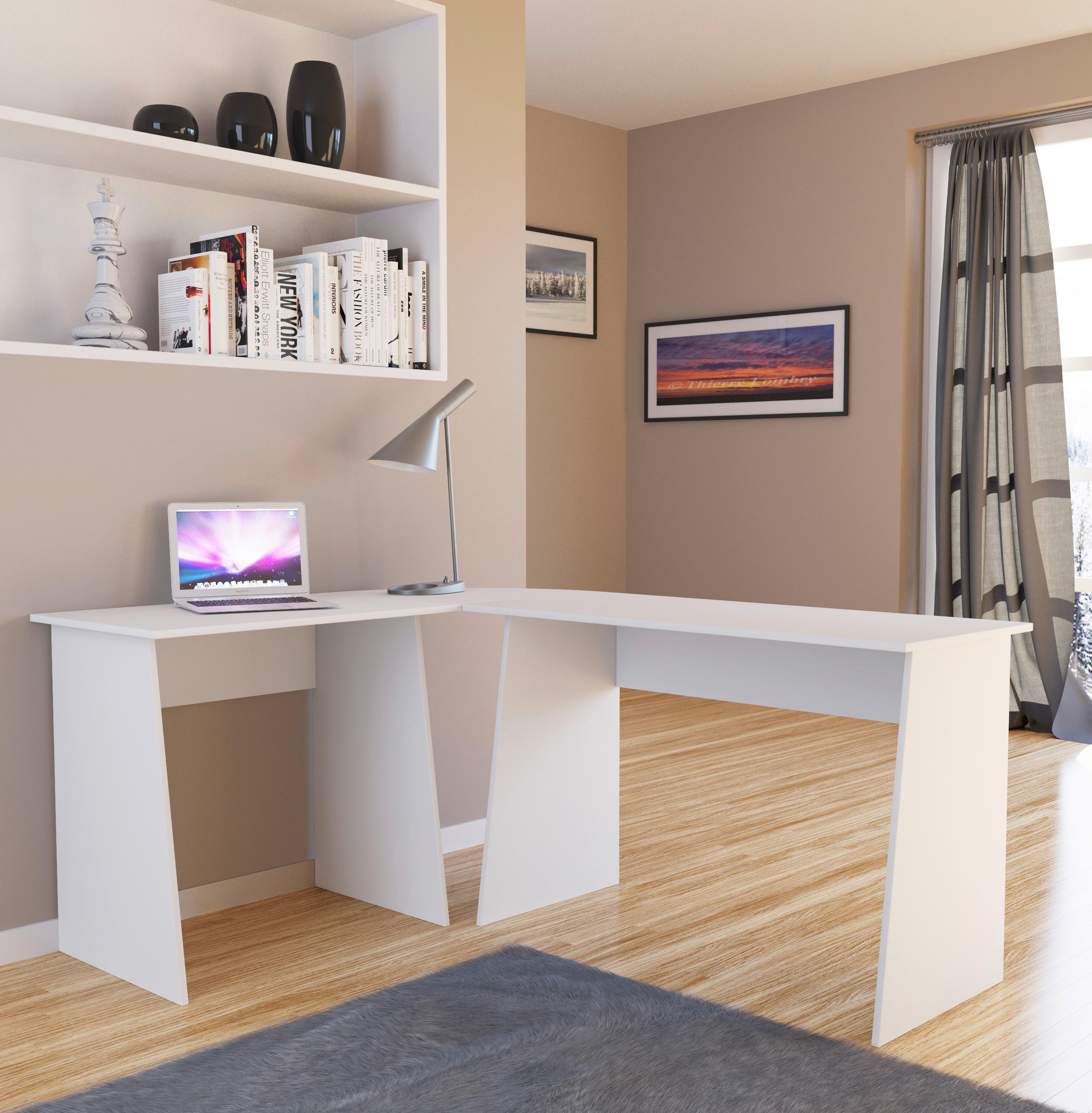 Eckschreibtisch Masola Weiß ca. 105x135x74cm Holzwerkstoff MID.YOU Möbel > Tische > Schreibtische > Eckschreibtische Weiß