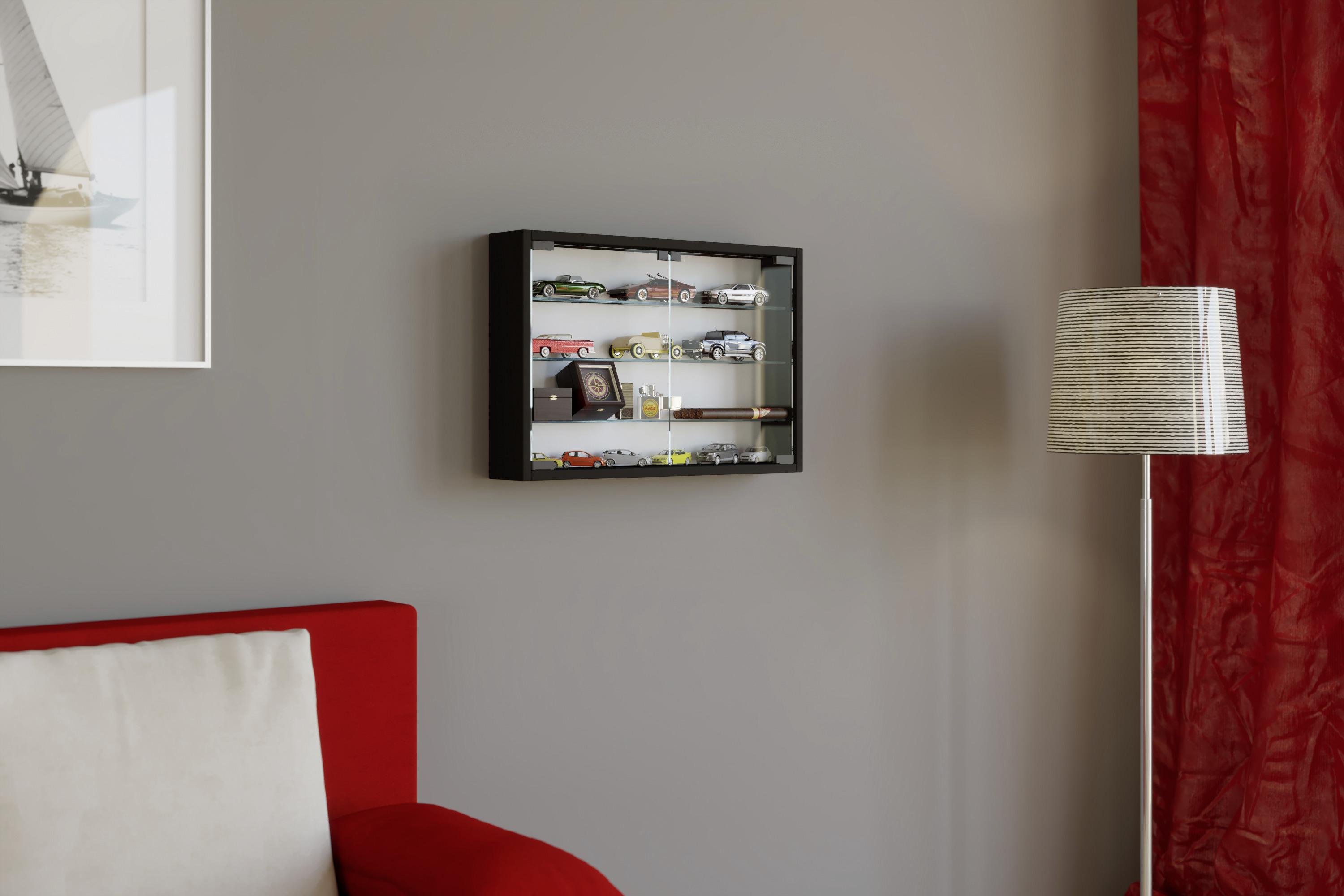 wohnli-moebel-suche-000657007204-1 Hängevitrine Mandosa M ca. 60x40x10 cm Schwarz Glas, Holzwerkstoff MID.YOU Möbel > Schränke > Vitrinen Schwarz