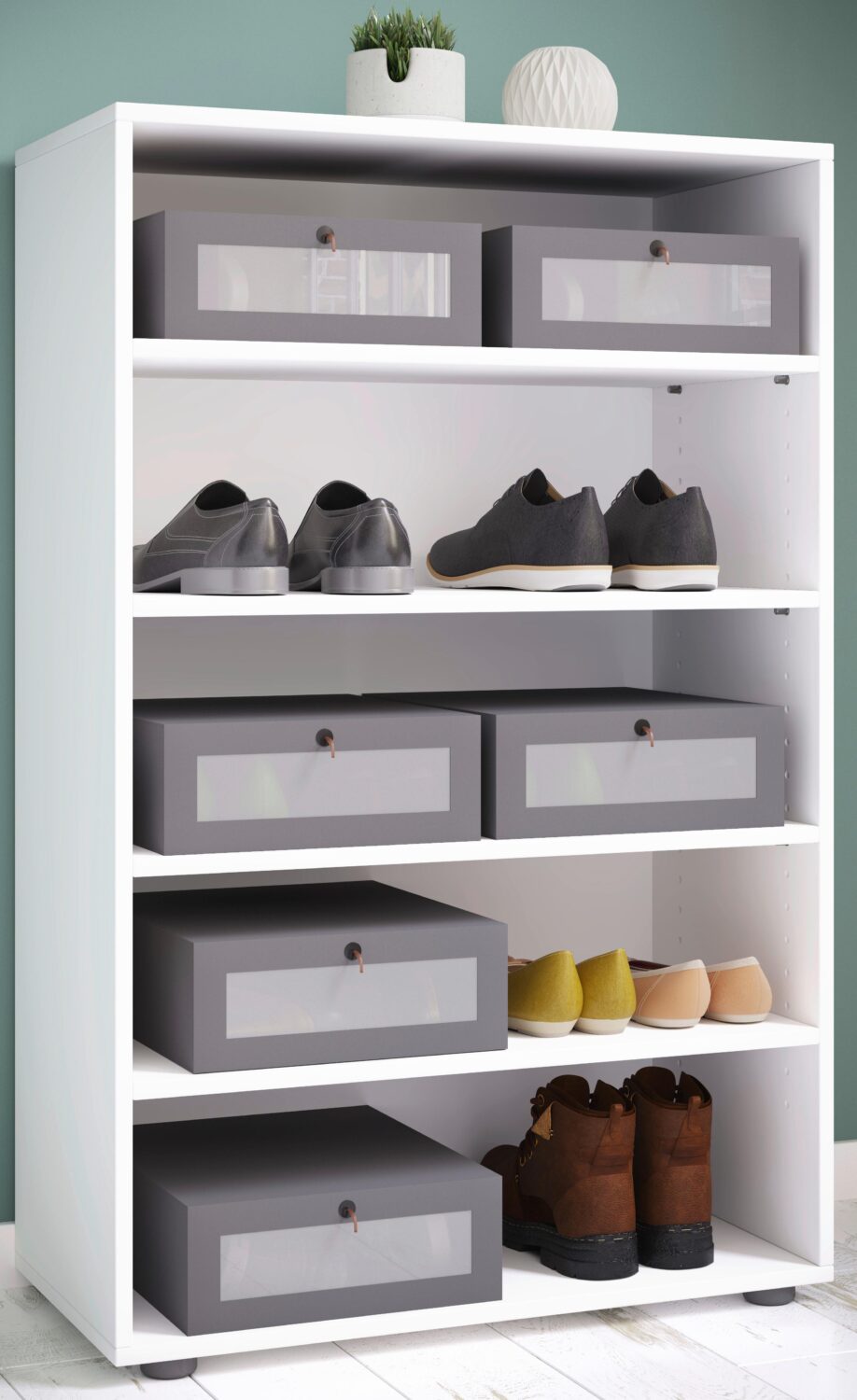 Schuhregal Lona ca.70x110x37cm Weiß Holzwerkstoff MID.YOU Garderoben > Schuhregale Weiß