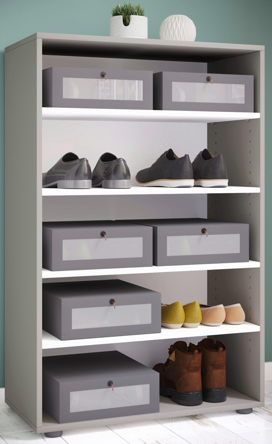 Schuhregal Lona XL ca.70x110x37cm Grau Holzwerkstoff MID.YOU Garderoben > Schuhregale Grau