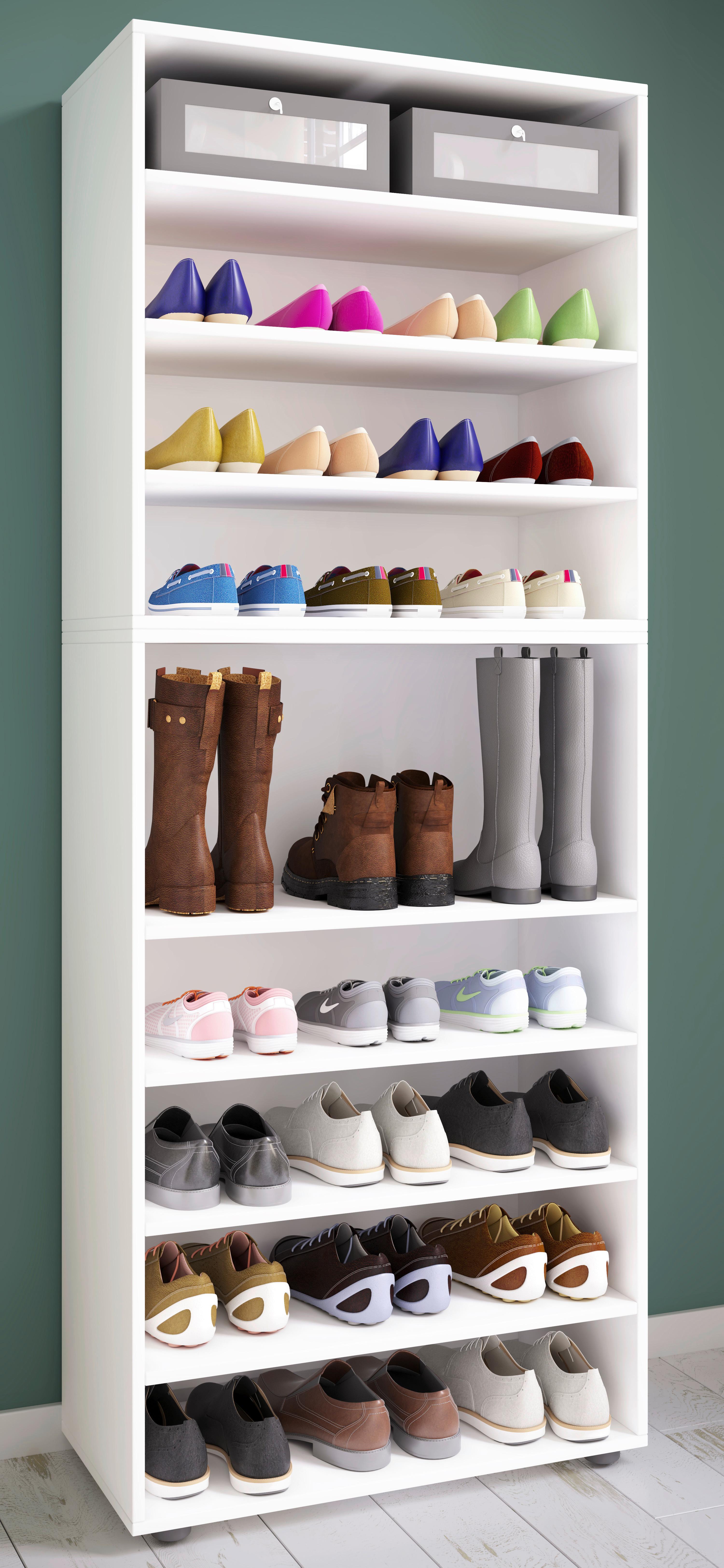 Schuhregal Lona XL ca.70x183x37cm Weiß Holzwerkstoff MID.YOU Garderoben > Schuhregale Weiß