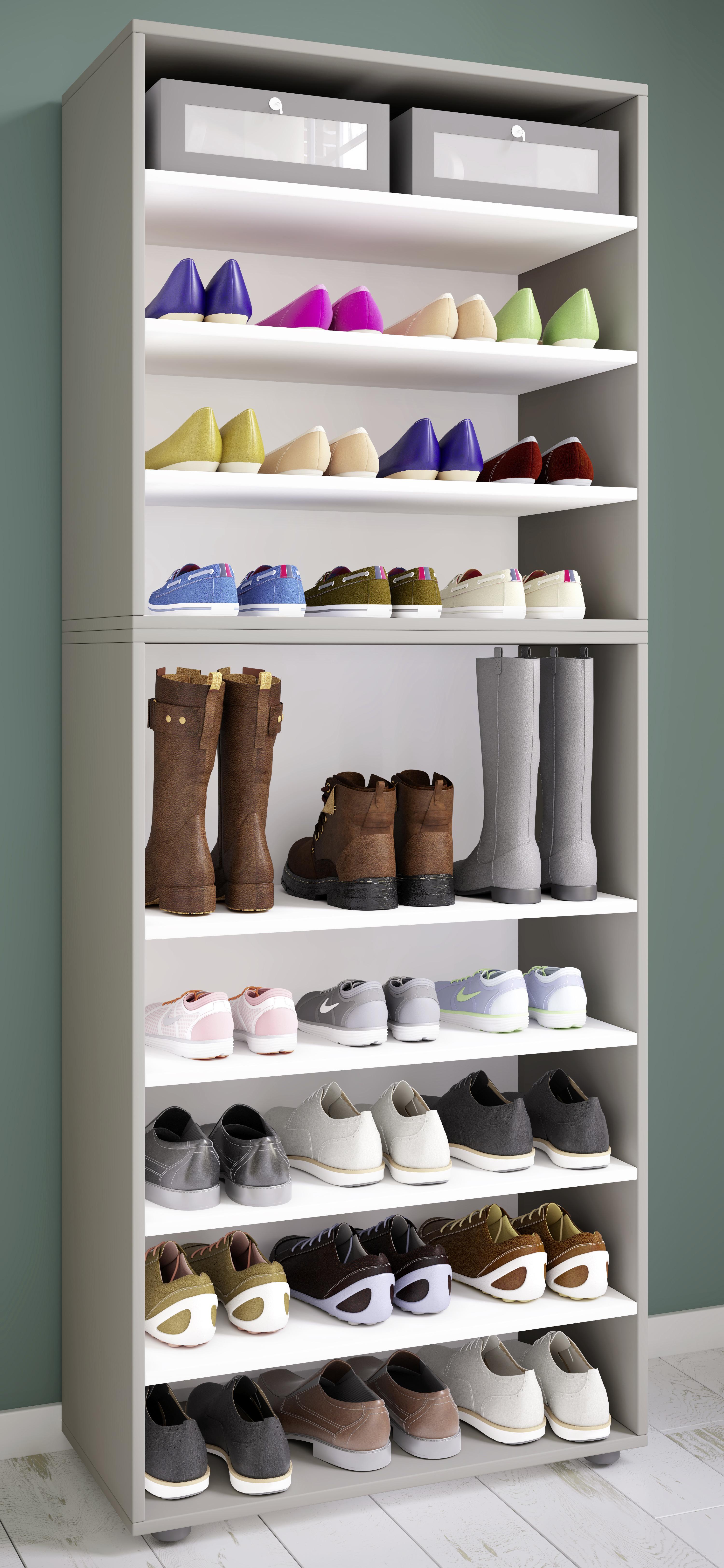 Schuhregal Lona XXL ca.70x183x37cm Grau Holzwerkstoff MID.YOU Garderoben > Schuhregale Grau