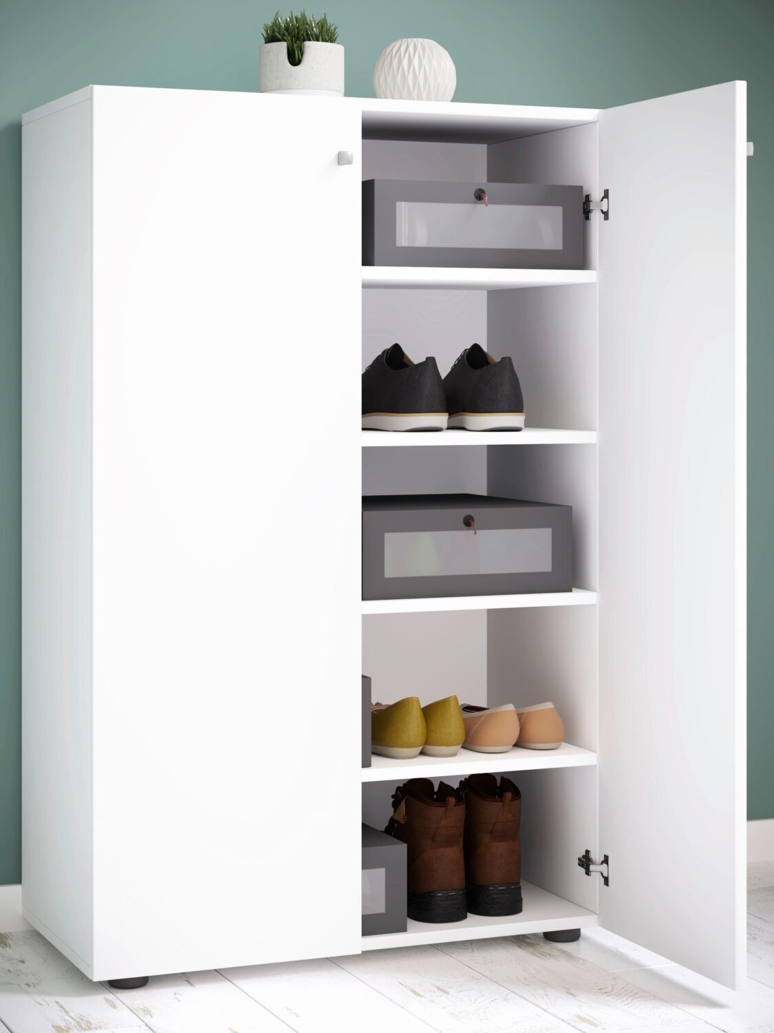 Schuhschrank Lona XL ca.70x110x39cm Weiß Kunststoff MID.YOU Garderoben Weiß