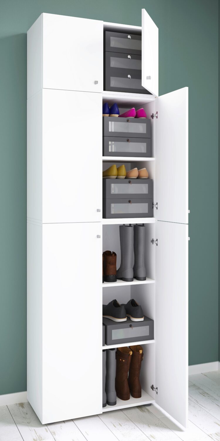 Schuhschrank Lona XXL ca.70x223x39cm Weiß Kunststoff MID.YOU Garderoben Weiß