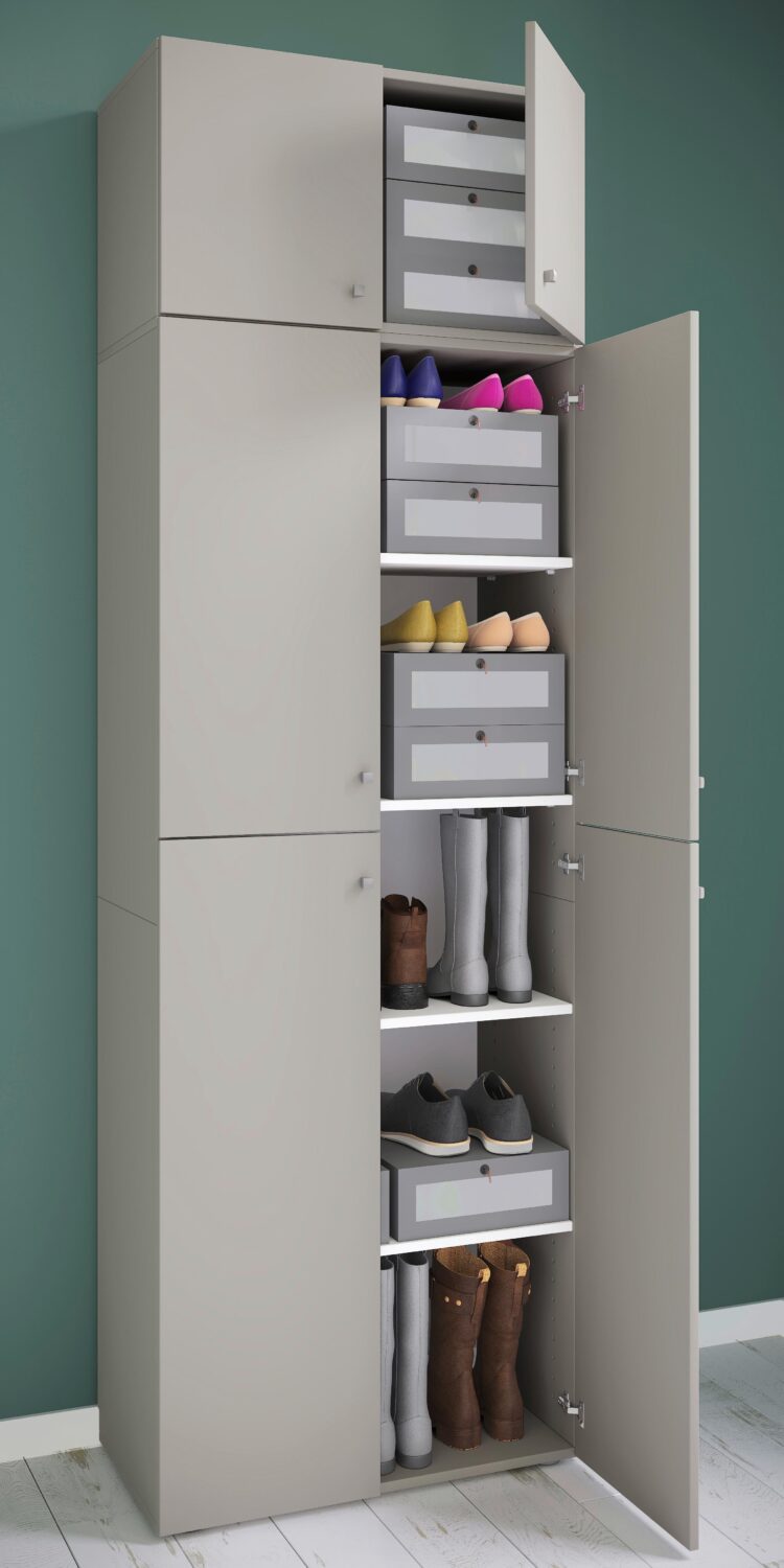 Schuhschrank Lona XXL ca.70x223x39cm Grau Kunststoff MID.YOU Garderoben Grau