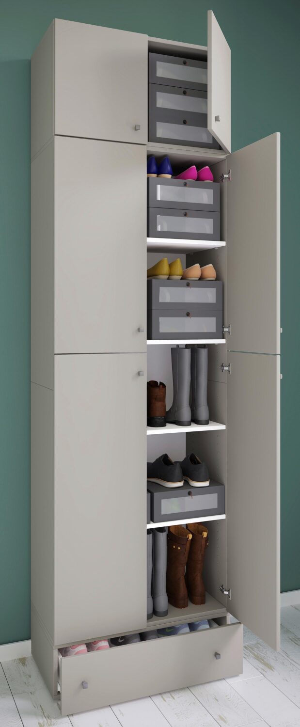 Schuhschrank Lona XXL ca.70x240x39cm Grau Kunststoff MID.YOU Garderoben Grau