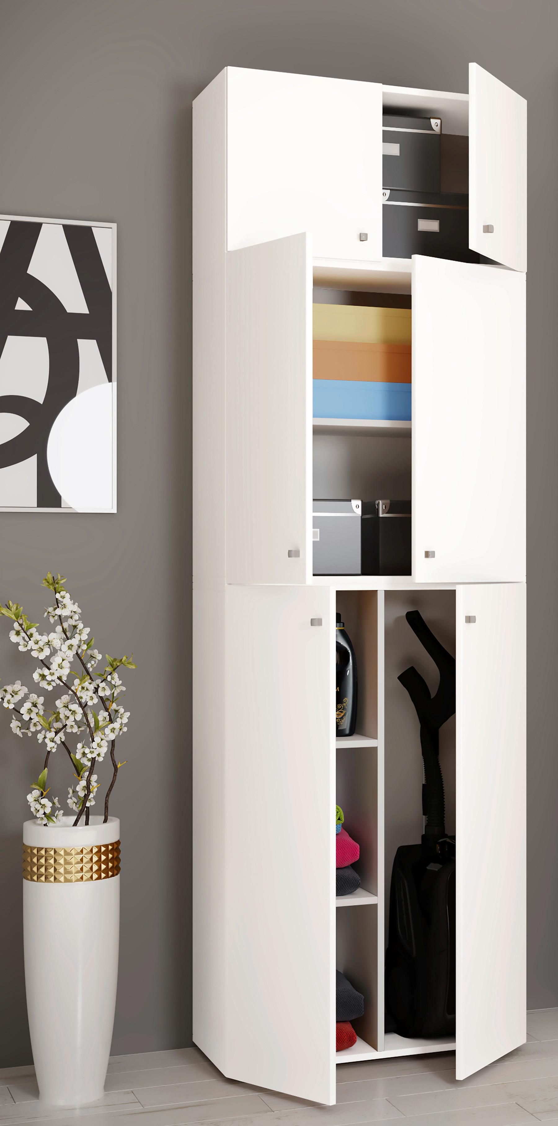 Mehrzweckschrank Lona XXL ca.70x223x39cm Weiß Kunststoff MID.YOU Möbel > Schränke Weiß