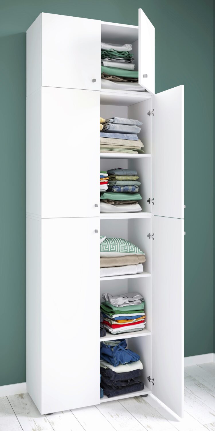 Drehtürenschrank Lona XXL Weiß ca. 70x223x39 cm Kunststoff MID.YOU Möbel > Schränke > Kleiderschränke Weiß