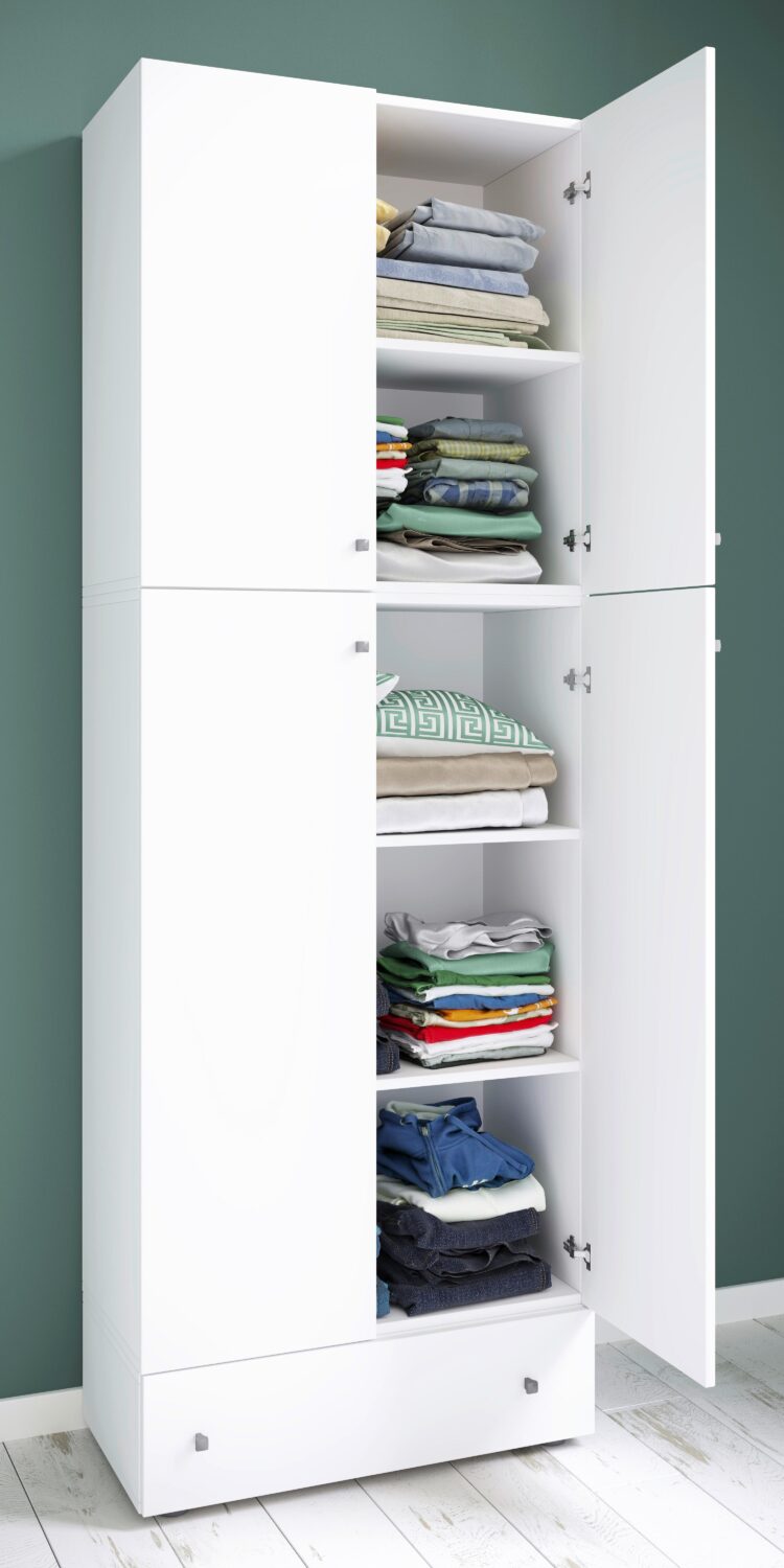 Kleiderschrank Lona XXL Weiß ca. 70x200x39 cm Kunststoff MID.YOU Möbel > Schränke > Kleiderschränke Weiß