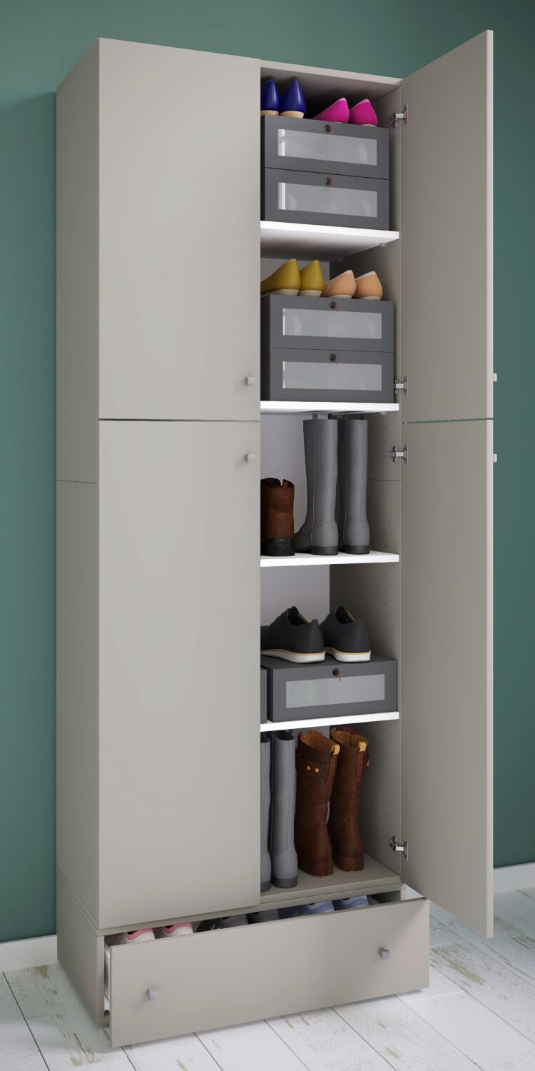 Kleiderschrank Lona XXL Grau ca. 70x200x39 cm Kunststoff MID.YOU Möbel > Schränke > Kleiderschränke Grau