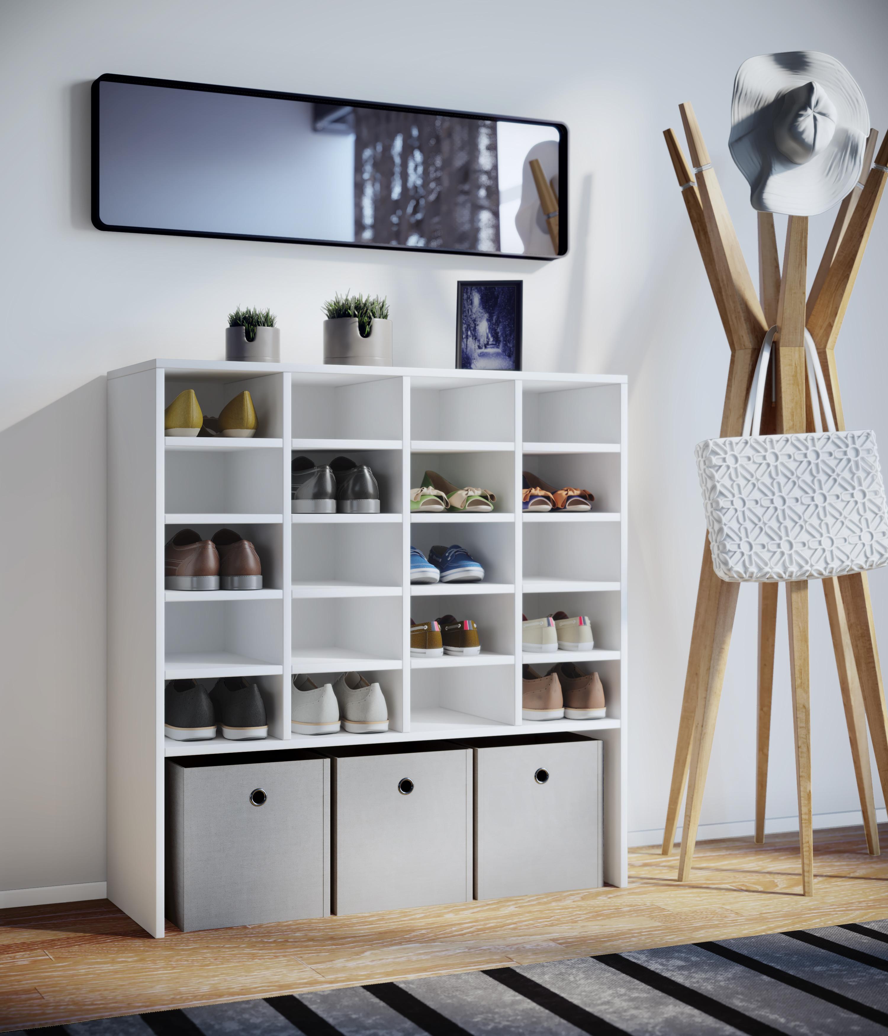 Schuhschrank Hinsol XL Weiß ca. 92x99x33 cm Holzwerkstoff MID.YOU Garderoben > Schuhregale Weiß