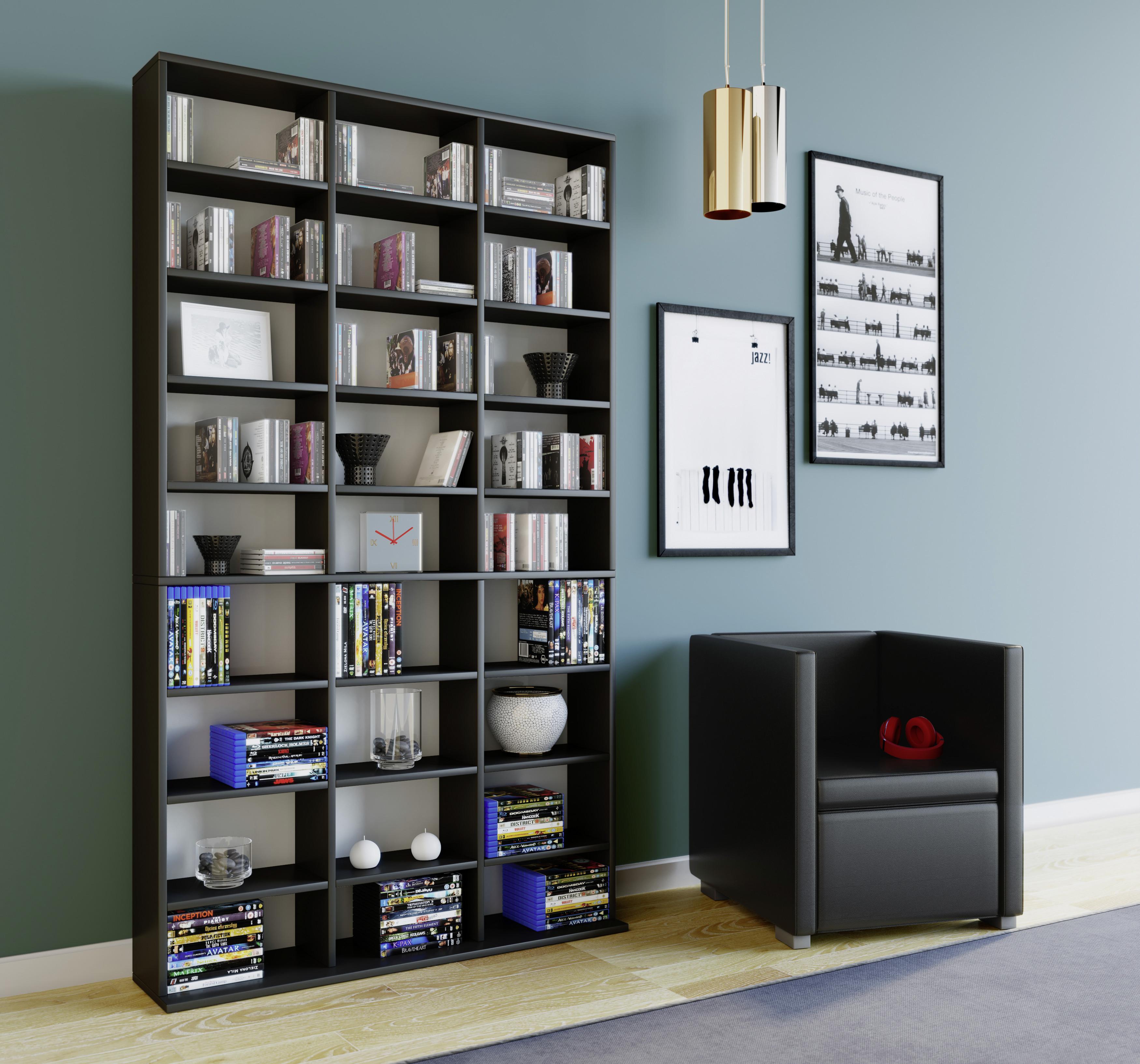 Standregal Megosa Maxi Schwarz Holzwerkstoff MID.YOU Wohnzimmermöbel Schwarz