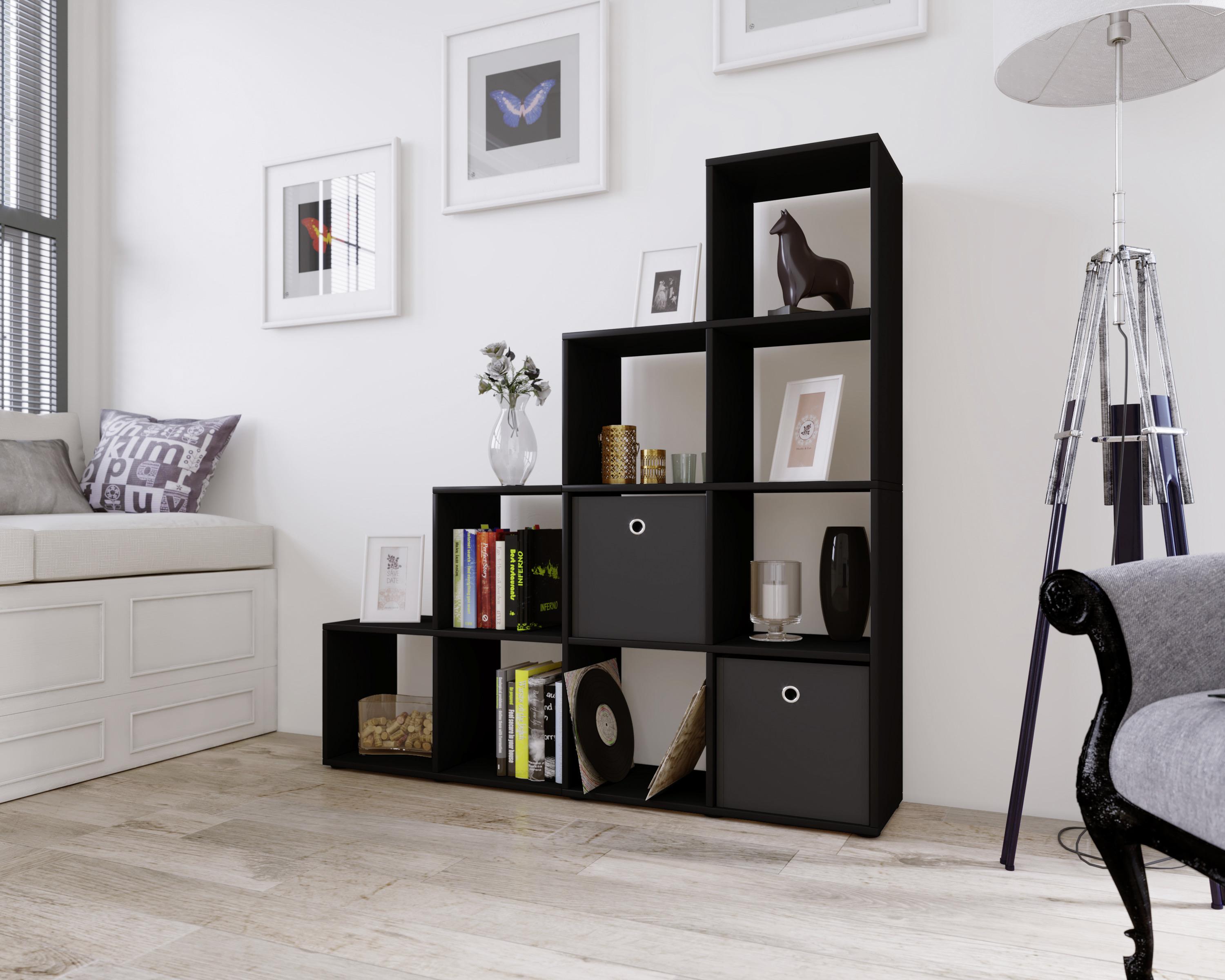 Standregal Napoli Schwarz Holzwerkstoff MID.YOU Wohnzimmermöbel Schwarz