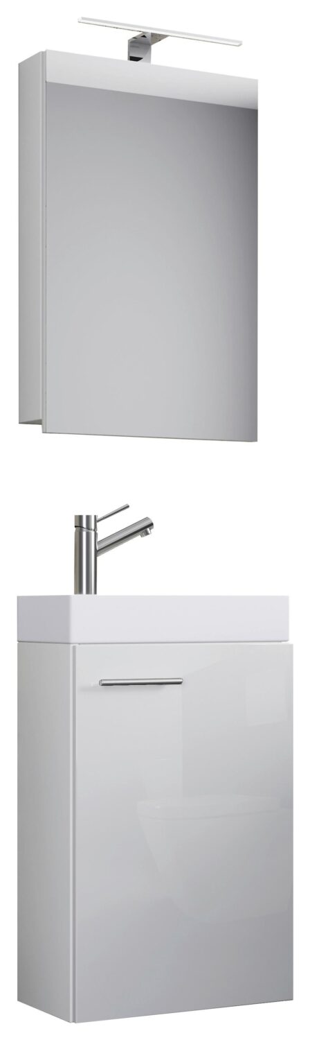 Wohnli Möbelsuche - Gästebad Slito 4-tlg. inkl. LED ca. 40 cm Weiß