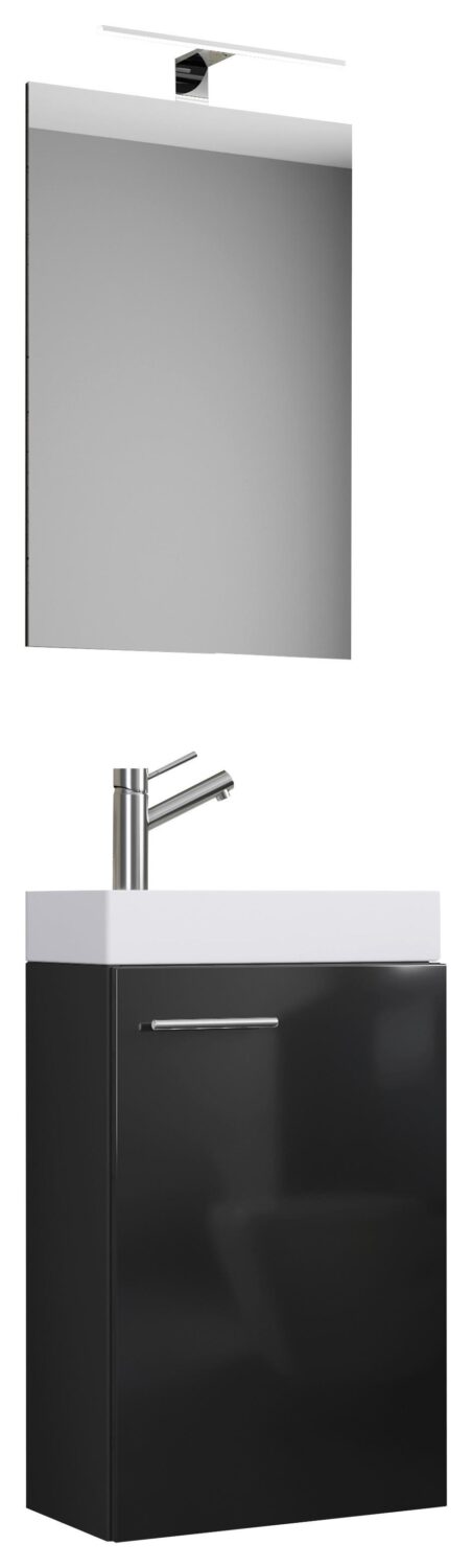 Wohnli Möbelsuche - Gästebad Slito 4-tlg. inkl. LED ca. 40 cm Schwarz