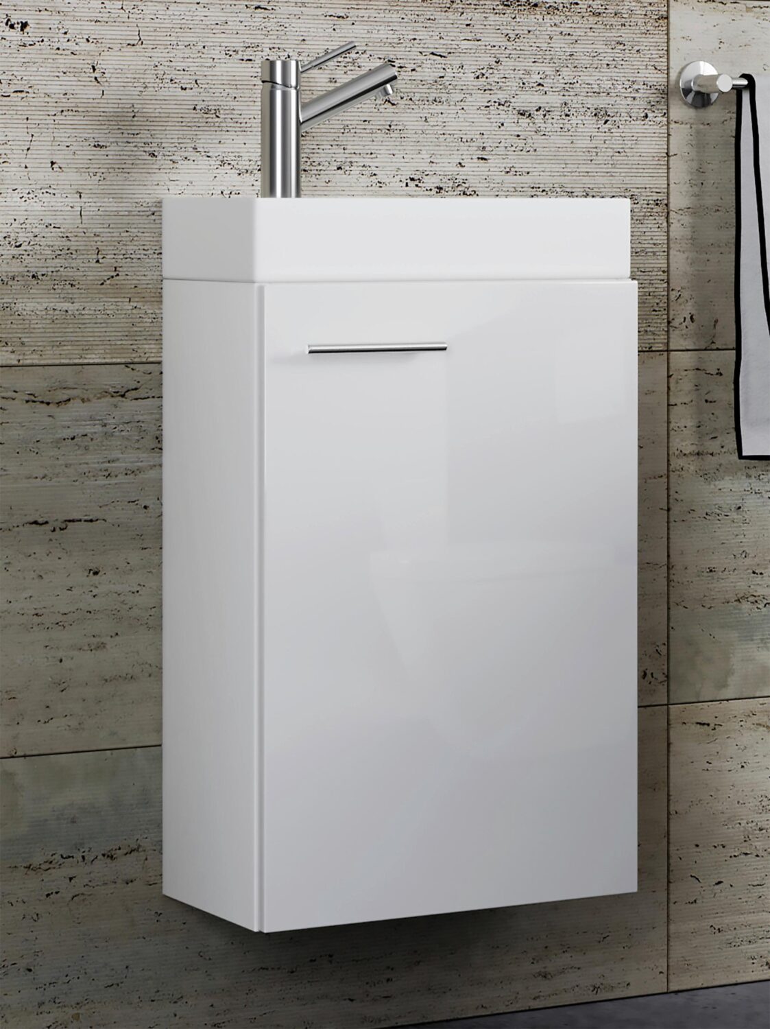 Waschtischkombi Slito ca. 41 cm Weiß Holzwerkstoff MID.YOU Möbel > Schränke > Badezimmerschränke > Waschtische Weiß