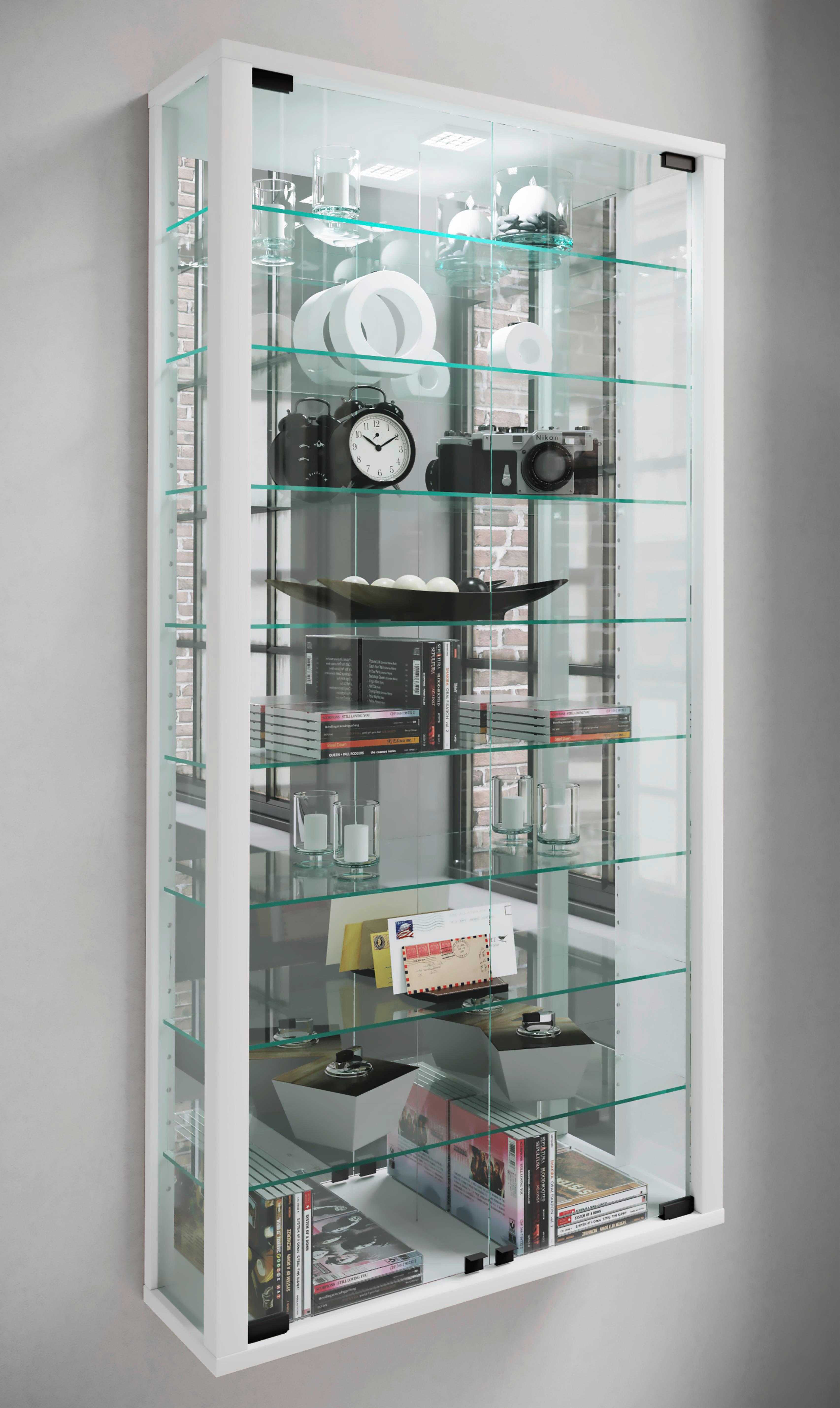 Hängevitrine Vitrosa ca. 59x114x18 cm Weiß Glas, Holzwerkstoff MID.YOU Möbel > Schränke > Vitrinen Weiß