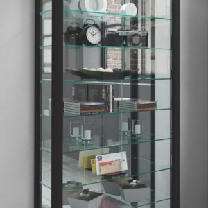 Vitrine Lumo ca. 59x115x18 cm Schwarz Glas, Holzwerkstoff MID.YOU Möbel > Schränke > Vitrinen Schwarz