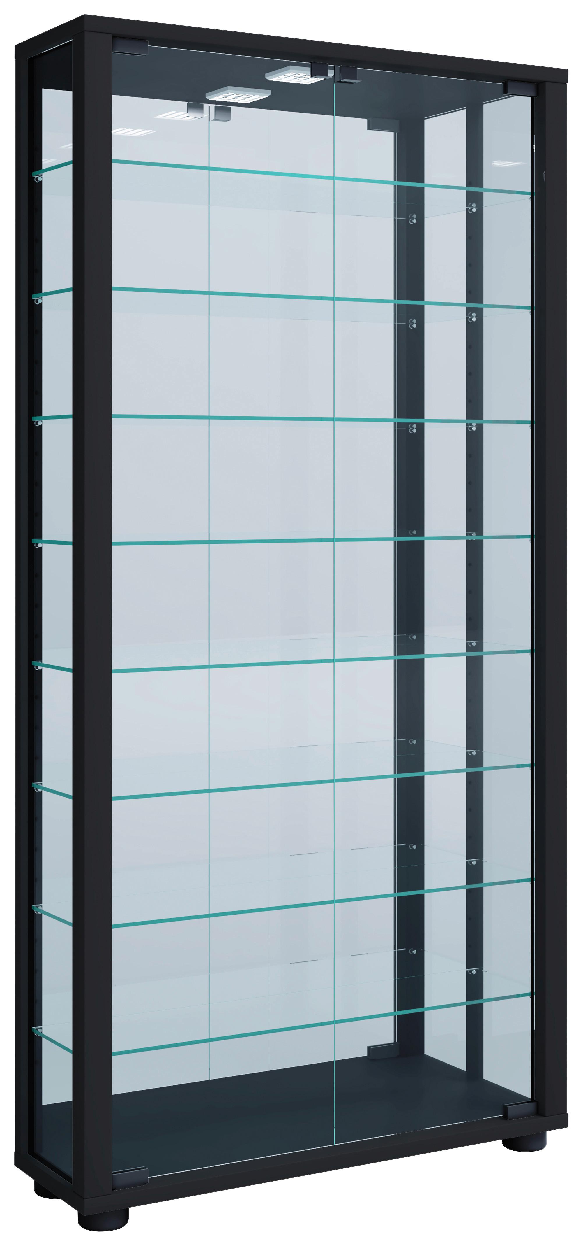 Wohnli Möbelsuche - Vitrine Lumo mit LED ca. 59x115x18 cm Schwarz