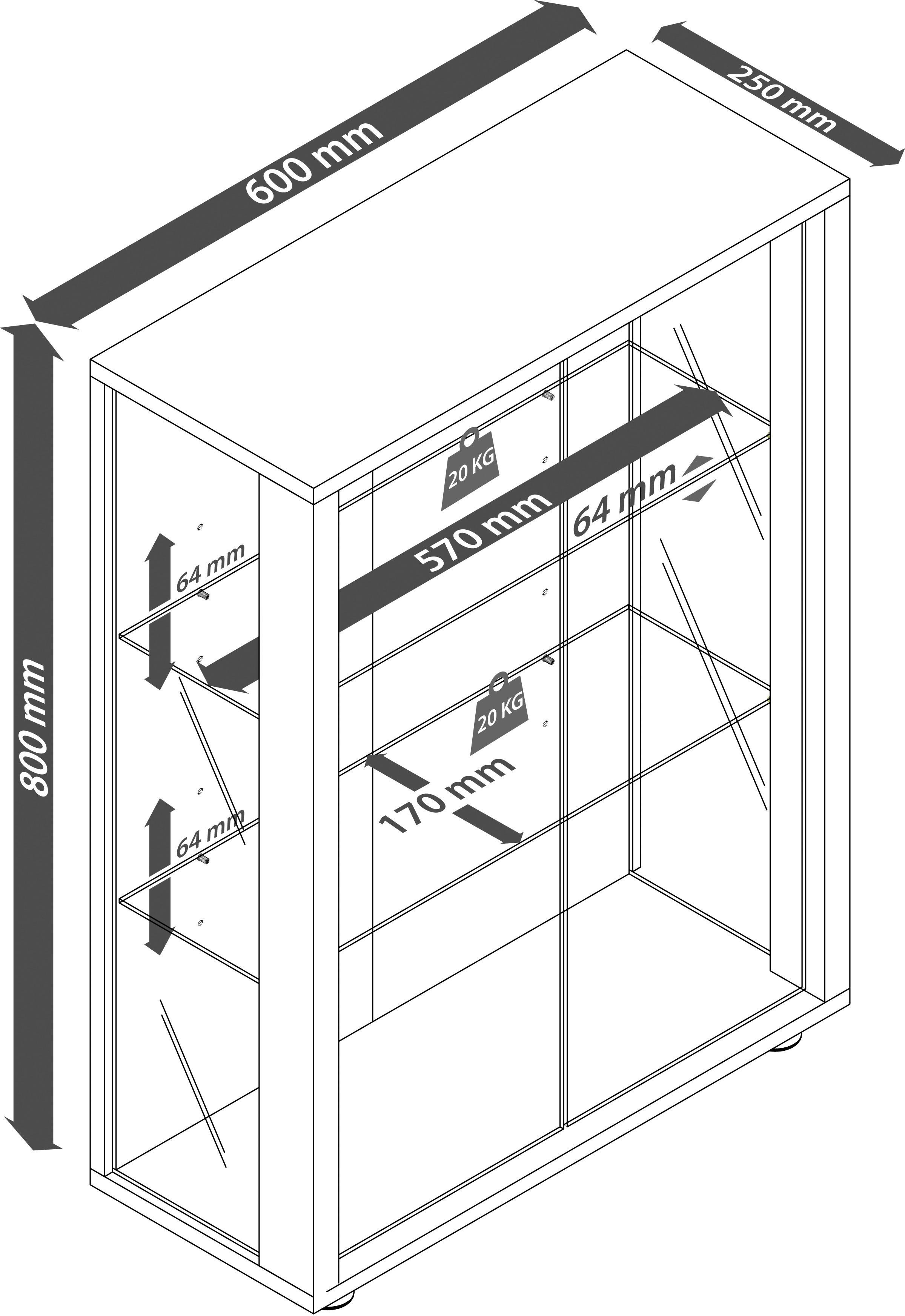 Vitrine Sintalo mit LED ca. 60x80 cm Weiß Glas, Holzwerkstoff MID.YOU Möbel > Schränke > Vitrinen Weiß