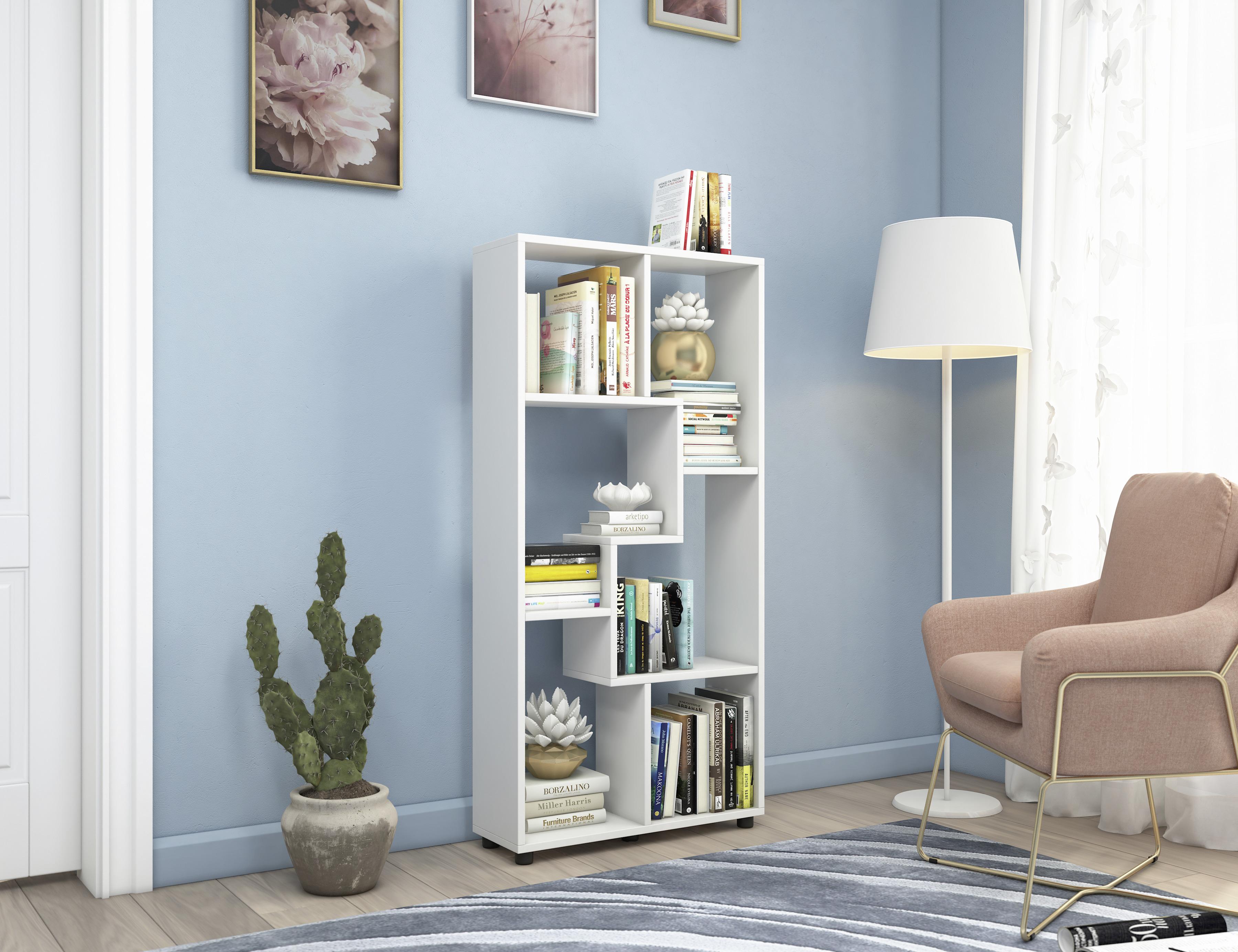 Standregal Blina Weiß Holzwerkstoff MID.YOU Wohnzimmermöbel Weiß