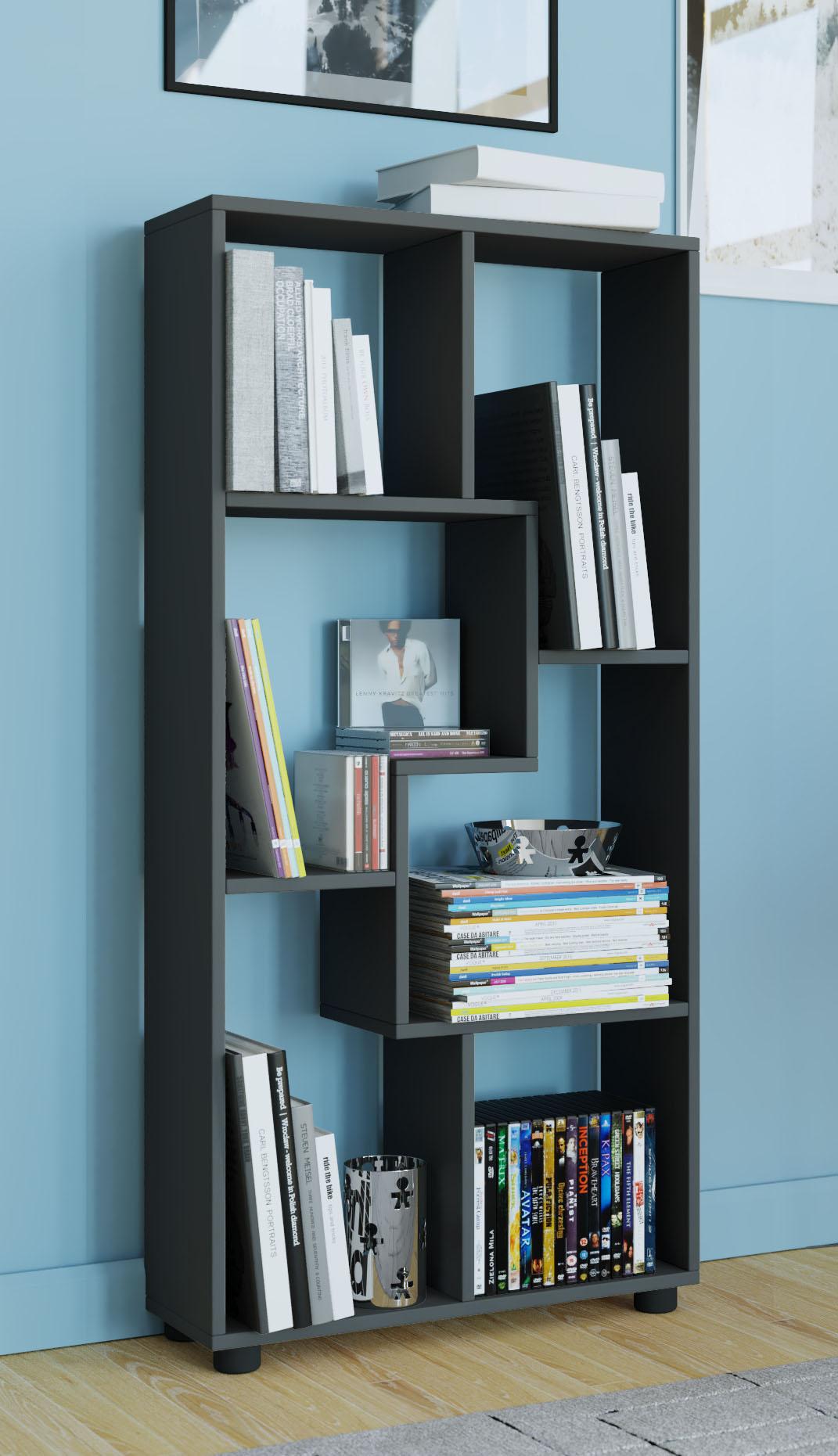 Standregal Blina Schwarz Holzwerkstoff MID.YOU Wohnzimmermöbel Schwarz