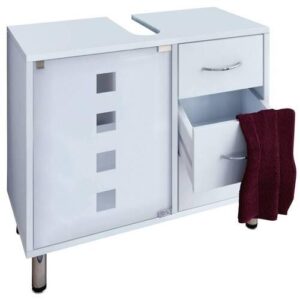 Wohnli Möbelsuche - Waschbeckenunterschrank Darola Glastür ca. 67x58 cm Weiß