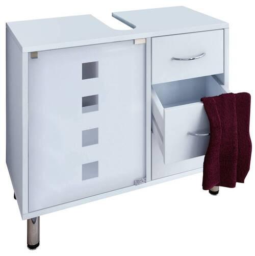 Wohnli Möbelsuche - Waschbeckenunterschrank Darola Glastür ca. 67x58 cm Weiß