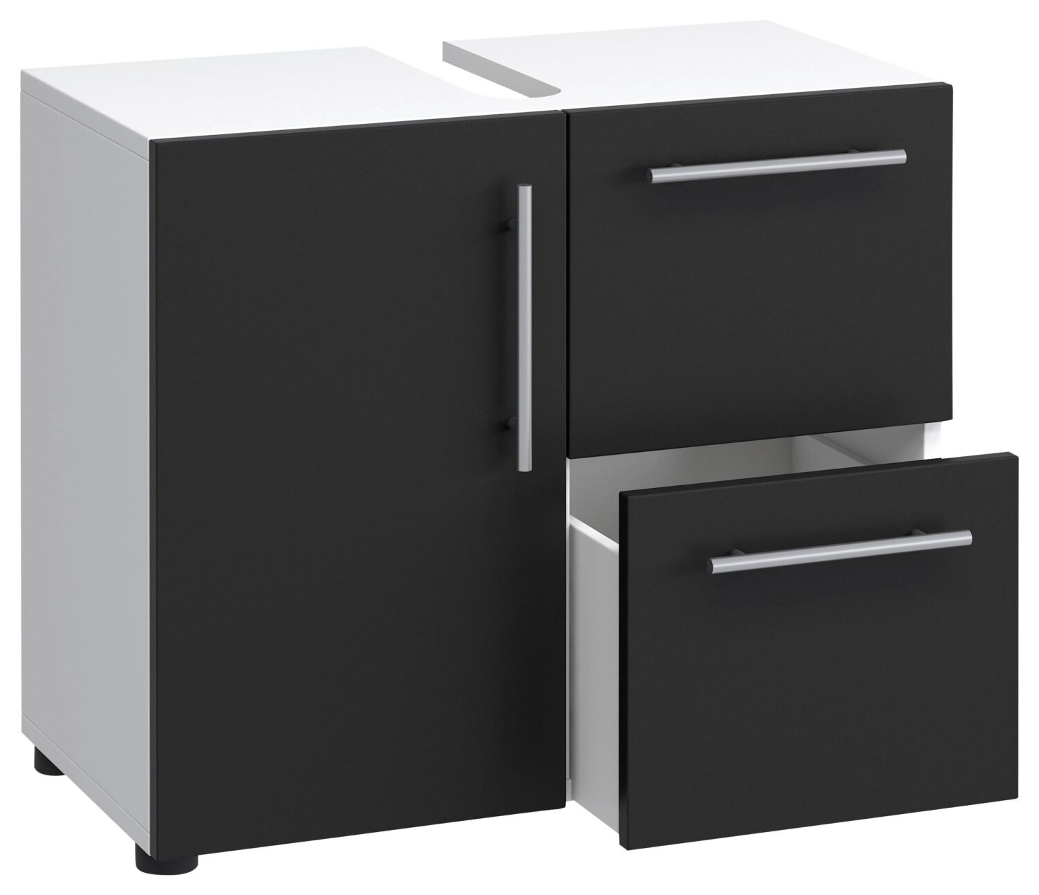 Wohnli Möbelsuche - Waschbeckenunterschrank Flandu ca. 61 cm Schwarz/Weiß