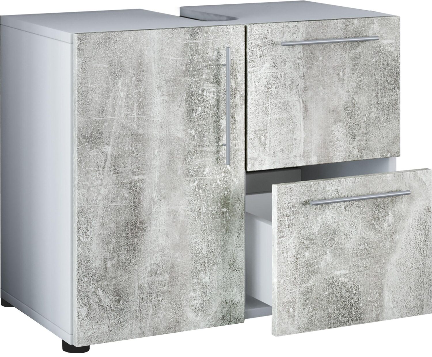 Wohnli Möbelsuche - Waschbeckenunterschrank Flandu ca. 61 cm Beton/Weiß