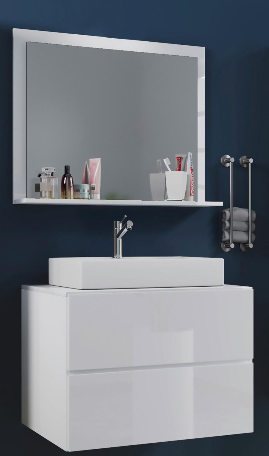 Badezimmer Lendas 3-tlg. Weiß ca. 60 cm Holzwerkstoff MID.YOU Möbel > Schränke > Badezimmerschränke Weiß