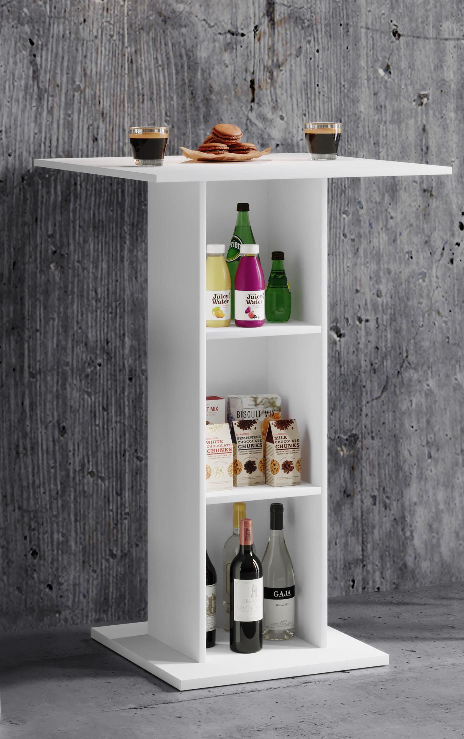 Bartisch Standos Weiß mit Staurraum Holzwerkstoff MID.YOU Möbel > Tische > Bartische Weiß