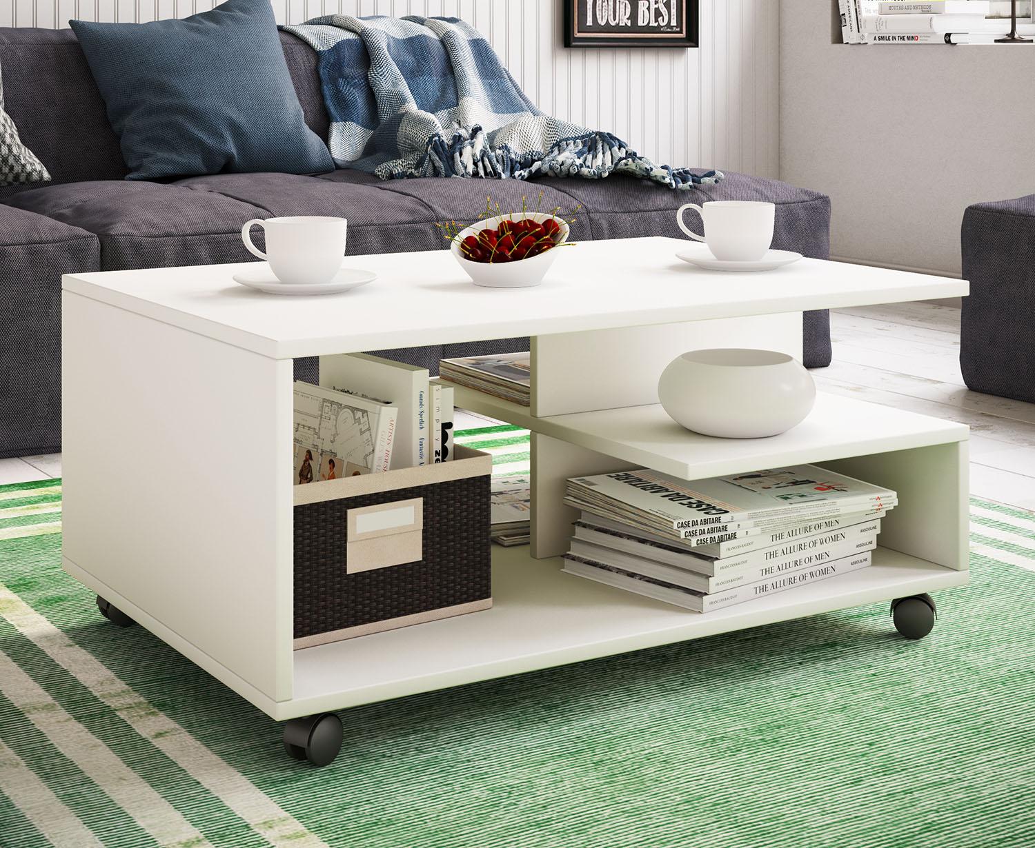 Couchtisch Stango Weiß Holzwerkstoff MID.YOU Möbel > Tische > Couchtische > Couchtische mit Stauraum Weiß