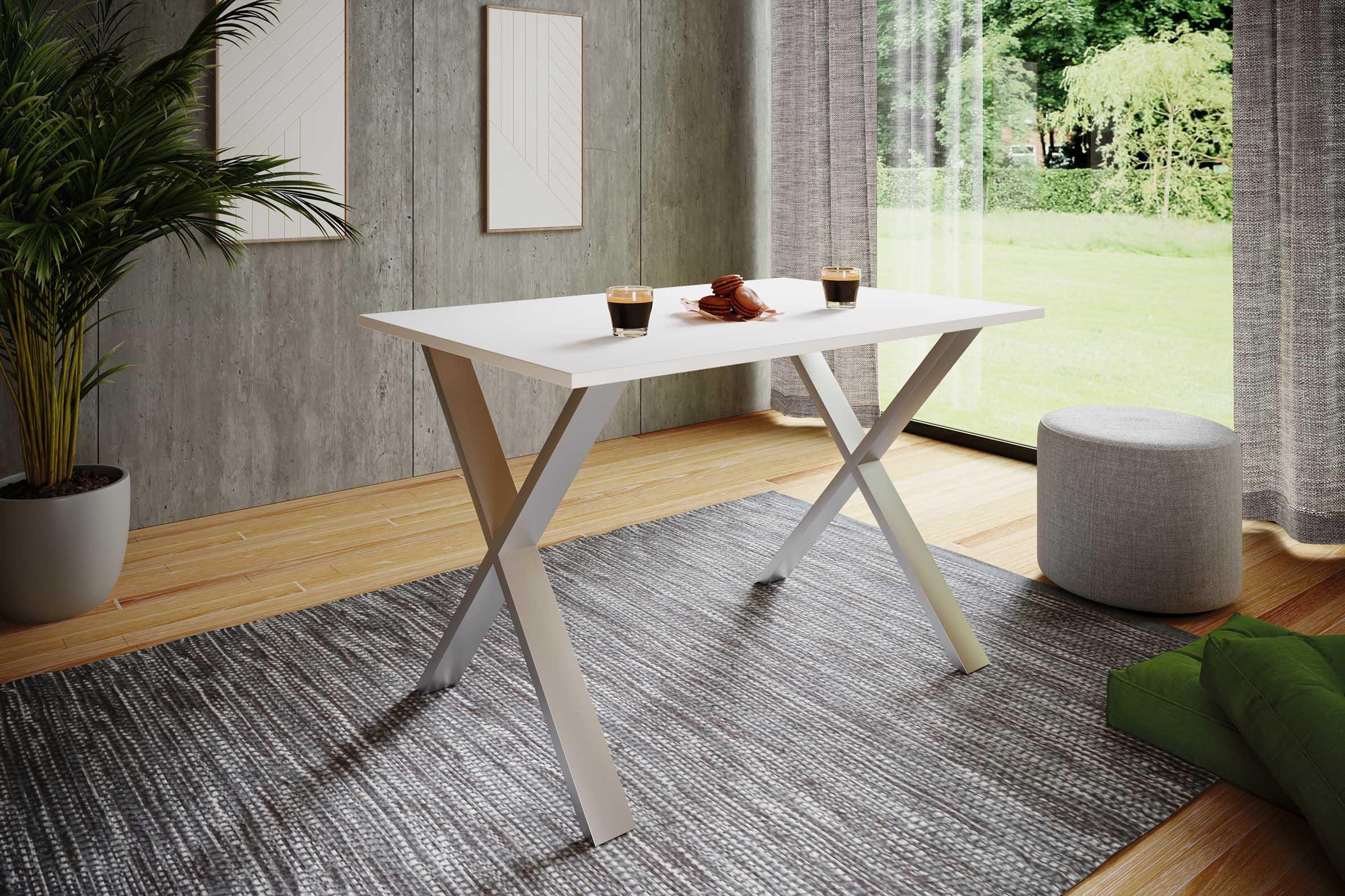 Esstisch Xona Silberfarben/Weiß Metall, Holzwerkstoff MID.YOU Möbel > Tische > Esstische Weiß