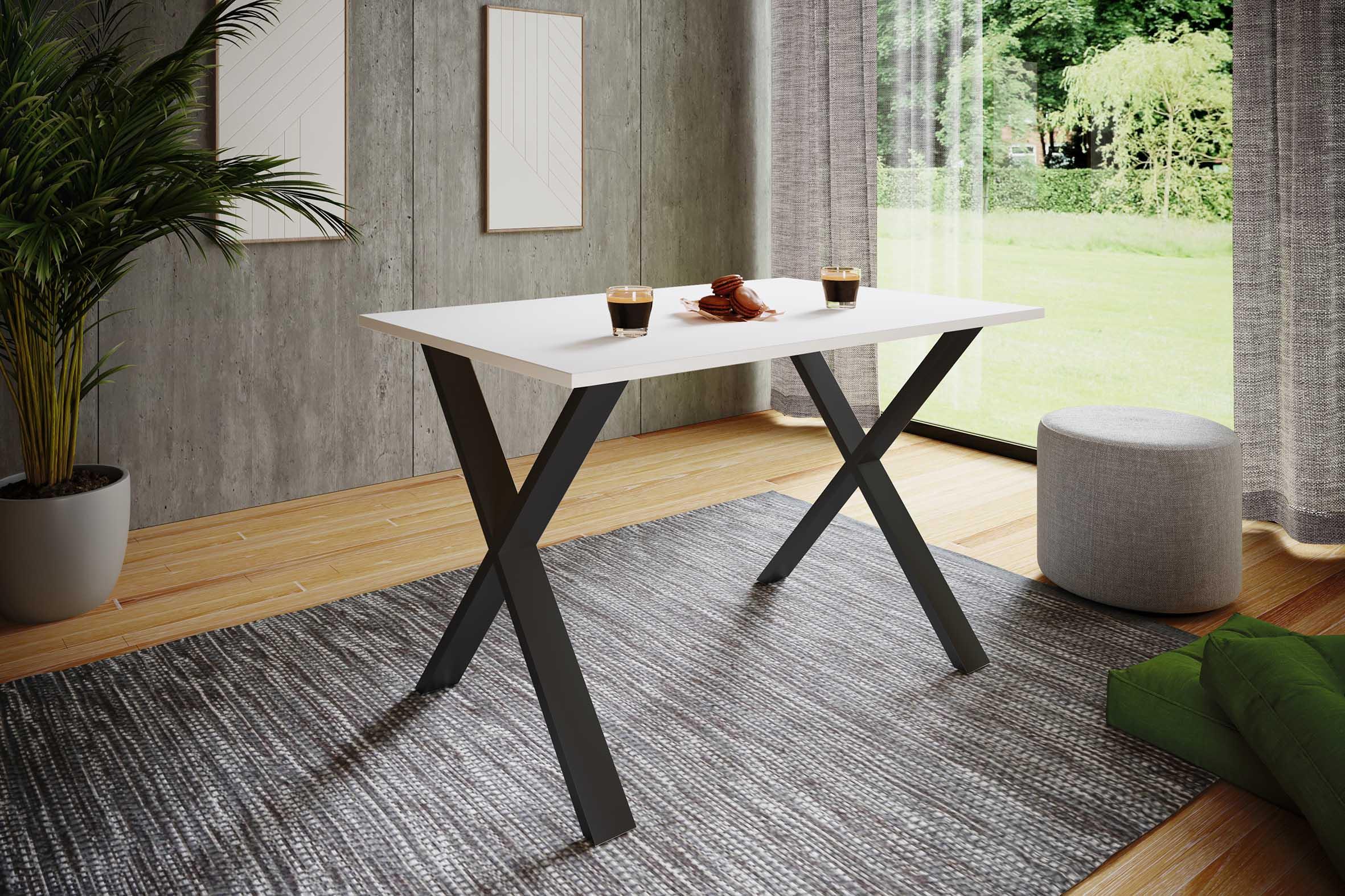 Esstisch Xona Schwarz/Weiß Holzwerkstoff, Metall MID.YOU Möbel > Tische > Esstische Weiß