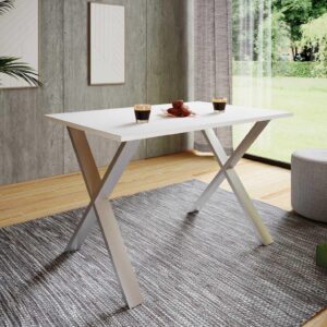 Esstisch Xona Weiß/Silberfarben Metall, Holzwerkstoff MID.YOU Möbel > Tische > Esstische Weiß