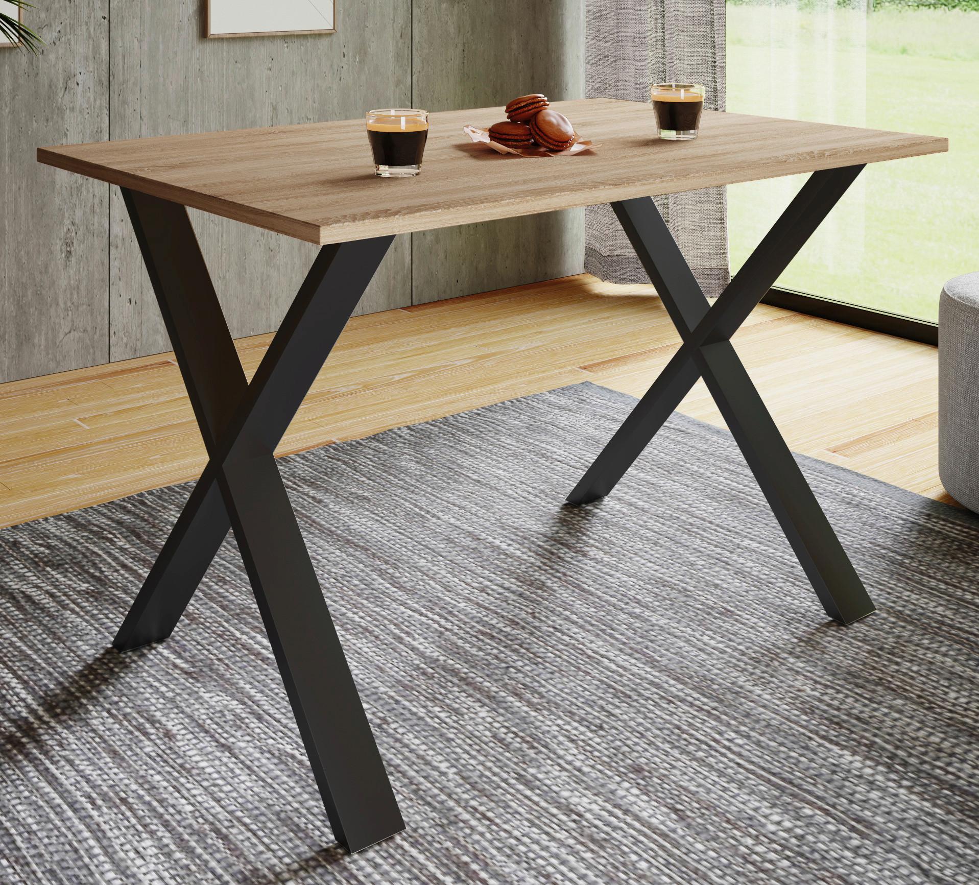 Esstisch Xona Schwarz/Sonoma Eiche Holzwerkstoff, Metall MID.YOU Möbel > Tische > Esstische Schwarz