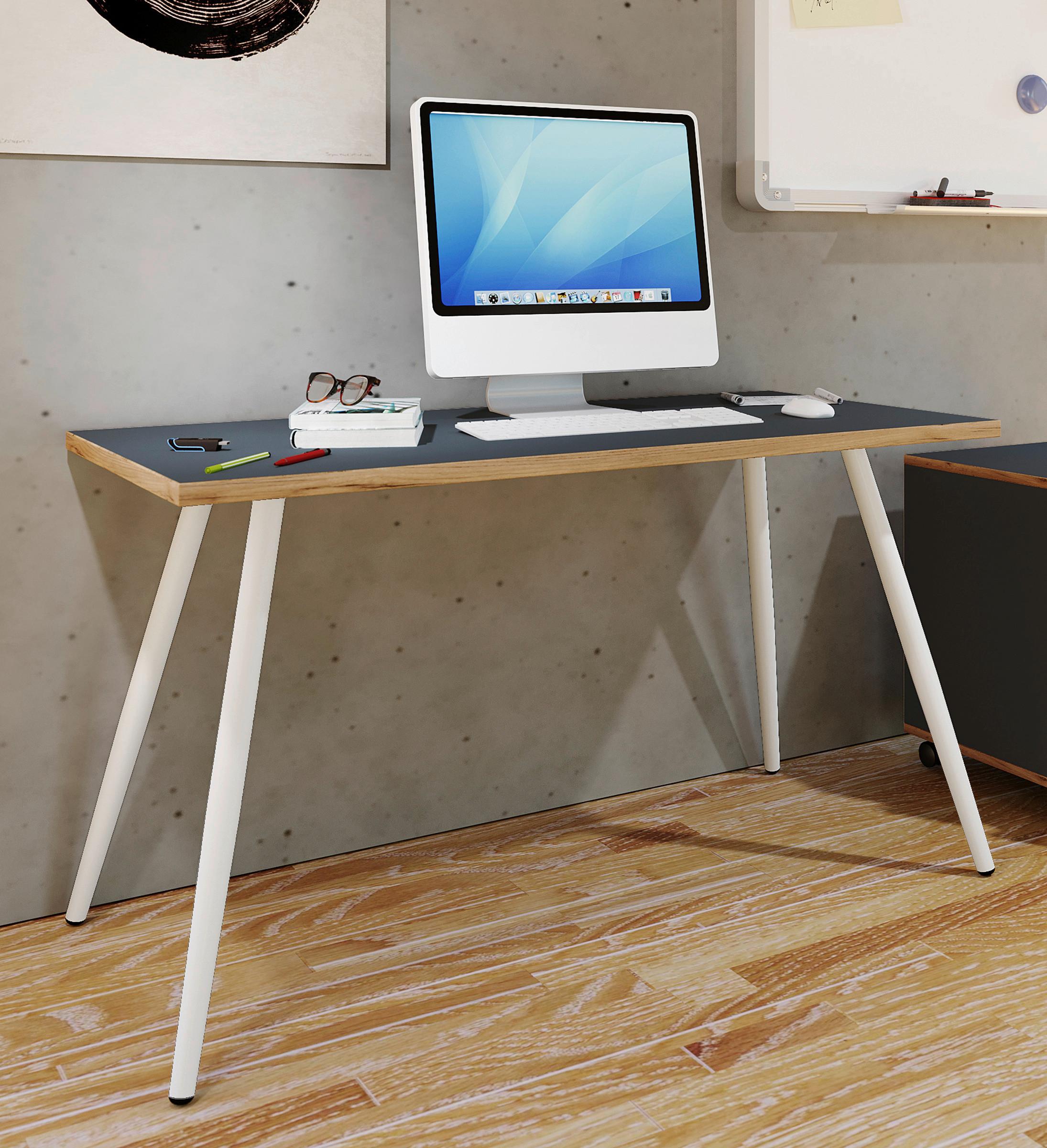 Schreibtisch Salia T80 Anthrazit/Honigeiche Metall, Holzwerkstoff P & B Möbel > Tische > Schreibtische > Schreibtische Anthrazit