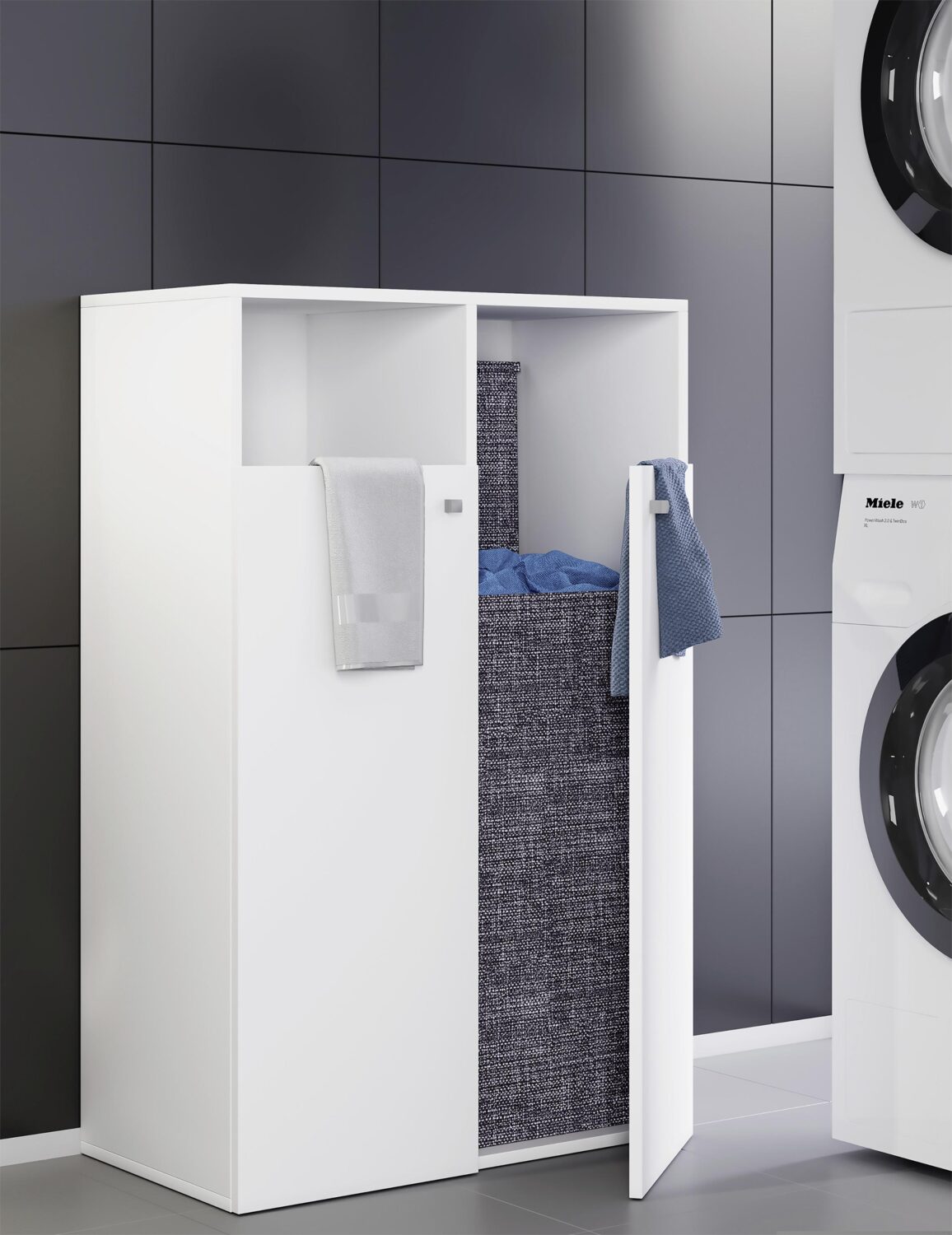 Wäscheschrank KLIDAS XL Weiß ca. 80x110x39 cm Kunststoff MID.YOU Möbel > Schränke > Badezimmerschränke Weiß