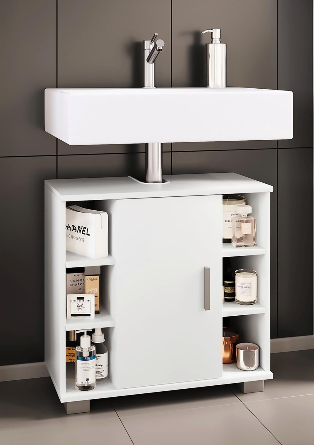 Waschbeckenunterschrank Zalo M ca. 60x58x30 cm Weiß Kunststoff MID.YOU Möbel > Schränke > Badezimmerschränke > Waschbeckenunterschränke Weiß