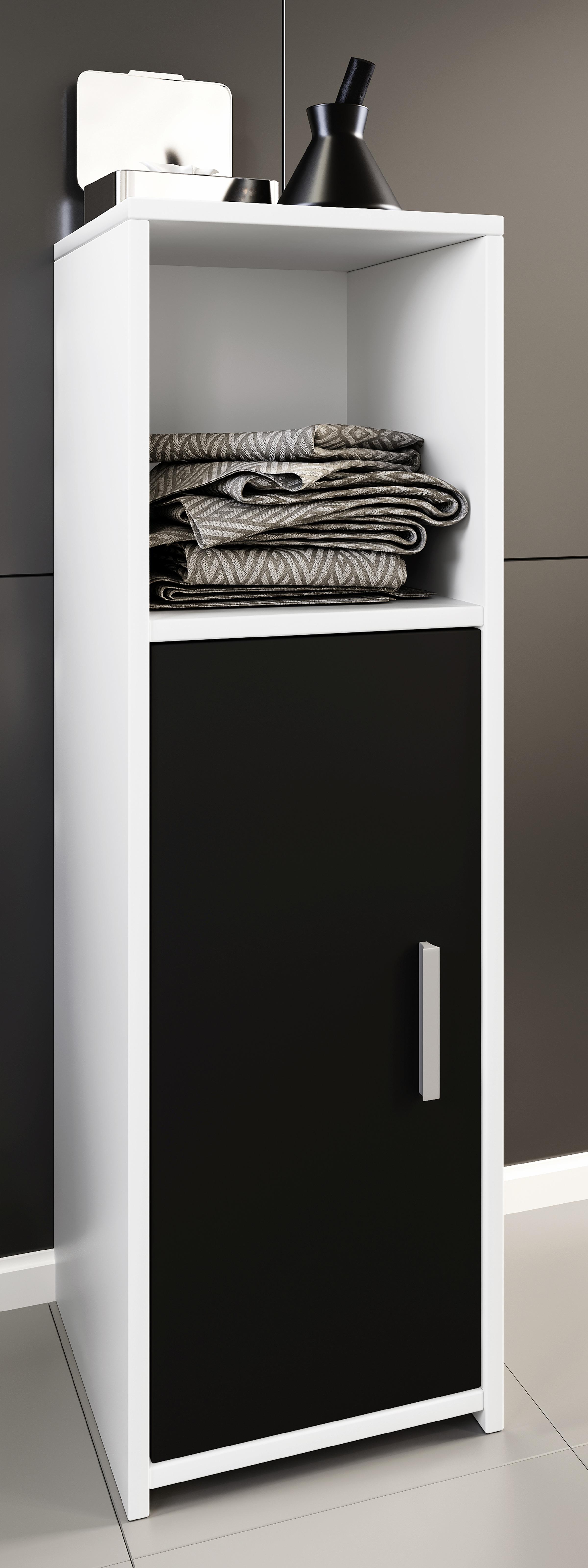 Midischrank Zalo L ca. 30x95x30 cm Weiß/Schwarz Holzwerkstoff MID.YOU Möbel > Schränke Schwarz