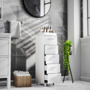 Highboard Zalo M ca. 30x94x30 cm Weiß Kunststoff MID.YOU Wohnzimmermöbel Weiß